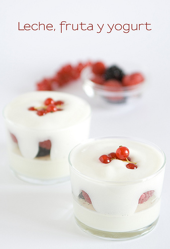 Leche, fruta y yogurt