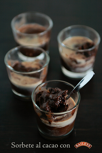 Sorbete al cacao con Baileys