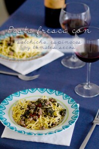 pasta-salchicha-espinacas