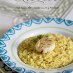 Risotto con salsa de pimientos y vieiras