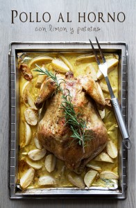 Pollo al horno con patatas y limón